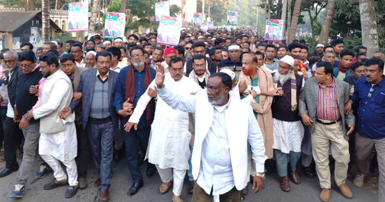 মনিরামপুরের গোপালপুরে ধানের শীষের পক্ষে প্রচার মিছিল ও লিফলেট বিতরণ