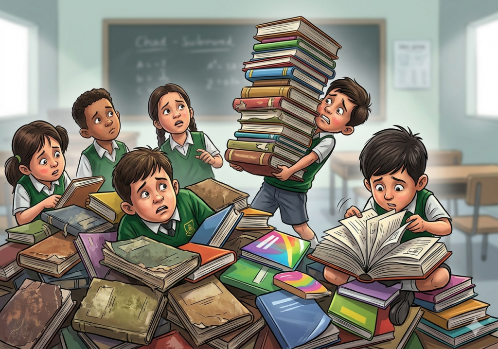 নতুন-পুরাতন বইয়ের চাপে দিশেহারা কোমলমতি শিক্ষার্থীরা