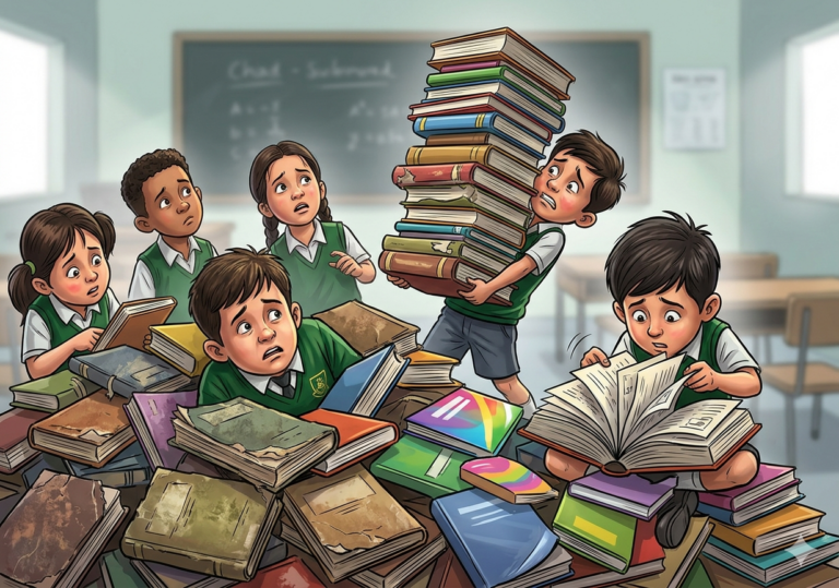 নতুন-পুরাতন বইয়ের চাপে দিশেহারা কোমলমতি শিক্ষার্থীরা