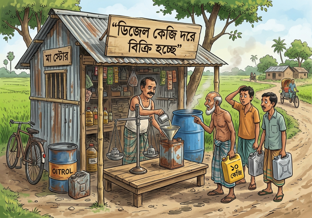 শার্শায় লিটারের বদলে কেজিতে ডিজেল বিক্রি : ঠকছেন চাষি