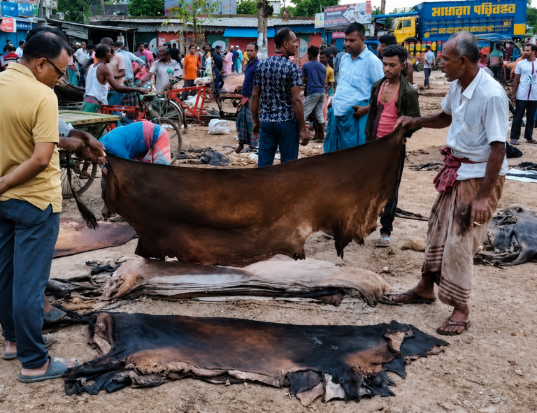 রাজারহাটে চামড়াবাজারে মন্দা, ‘লাম্পিস্কিন-পক্স’ অজুহাতে দাম কমানোর অভিযোগ