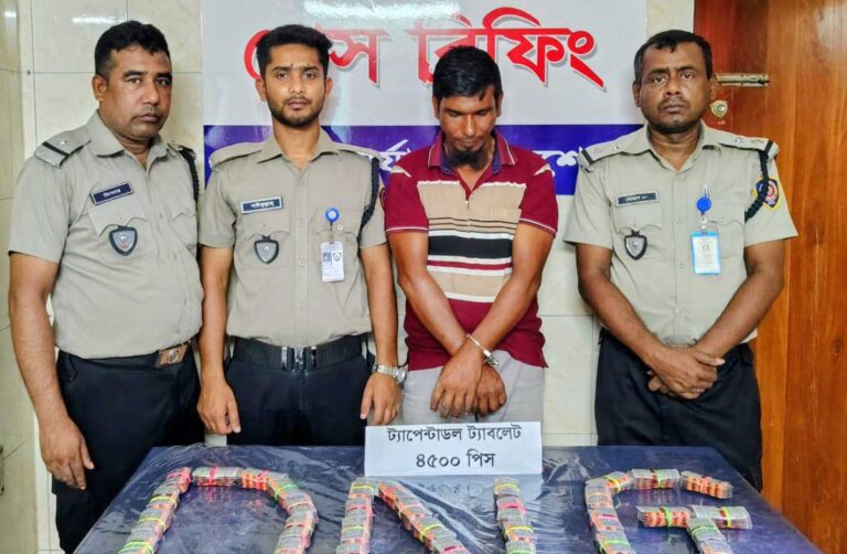 সাড়ে চার হাজার পিস ট্যাপেন্টাডল ট্যাবলেটসহ যুবক আটক