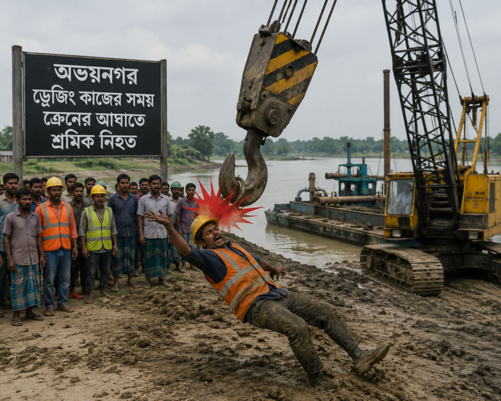অভয়নগরে ড্রেজিং কাজের সময় ক্রেনের আঘাতে শ্রমিক নিহত