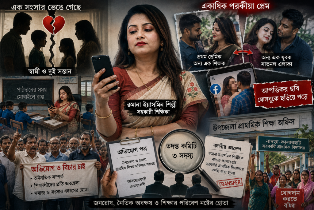 মণিরামপুরে শিক্ষিকার বিরুদ্ধে পরকীয়ার অভিযোগ